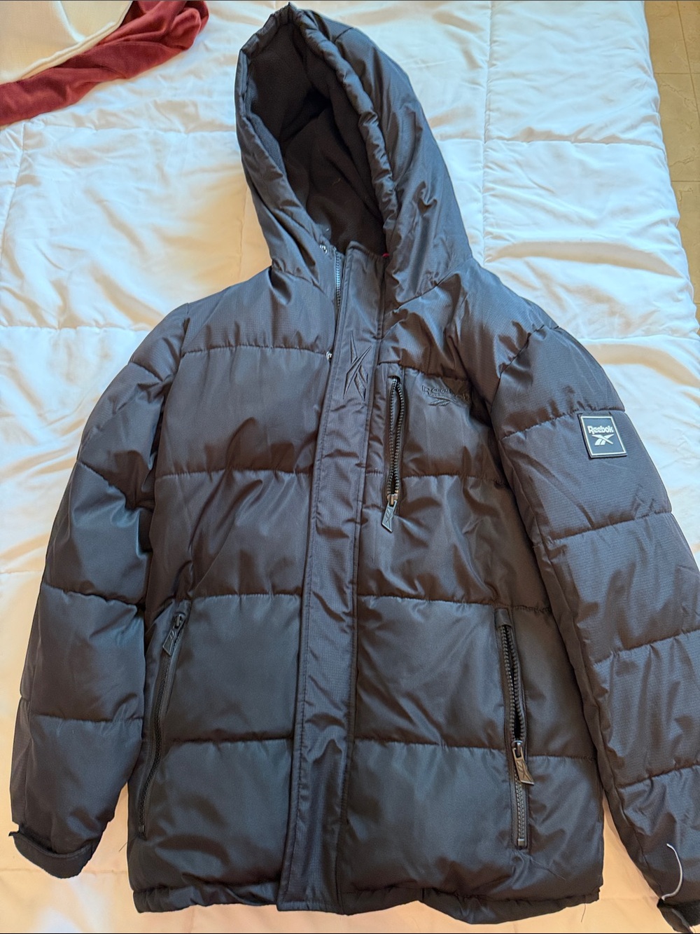 Reebok Black Hooded Kids Puffer Coat